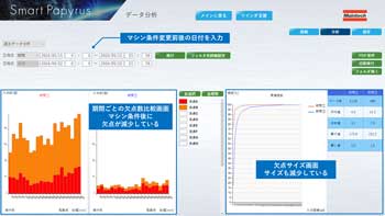 マシン条件変更前後での欠点トレンドを比較可能。